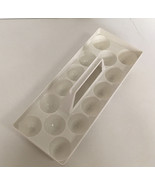 Vintage retro 14 egg holder storage bin organizer with handle white color  - $19.75