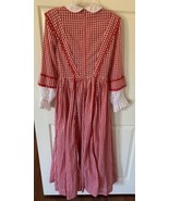 Prairie Dress Women&#39;s Old West Adult Pioneer Red Plaid Handmade Maxi Small - £22.14 GBP