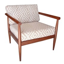 28" Beige And Brown Fabric Geometric Arm Chair - $13,521.31 MXN
