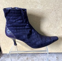 Donald Pliner COUTURE Gator Elastic Calf Ankle Leather Boot Shoe Purple ... - $59.95