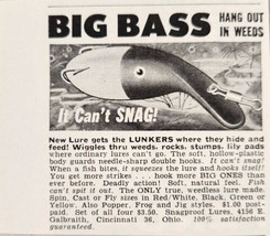 1962 Print Ad Big Bass Snagproof Fishing Lures Cincinnati,Ohio - £6.60 GBP