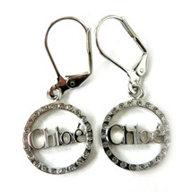 Chloe Crystal Logo Pierce Earrings Women Silver One Size - $510.15