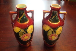 Pair of Pottery Vases (Weller?) decorated with flowers in relief - £51.42 GBP