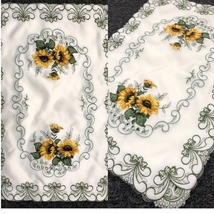Spring Sunflower Embroidered Placemats Night Stand Coffee End Table Mat 2 Pieces - £22.37 GBP