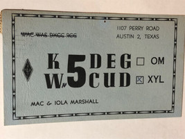 Vintage Ham radio Amateur Card WN5CUD Austin Texas - £3.95 GBP