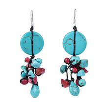 Summer Beach Multi-Stone Turquoise Bohemian .925 Silver Vintage Earrings - £9.35 GBP