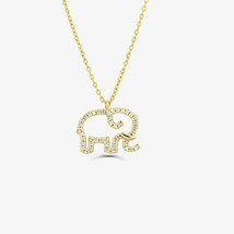 1/3Ct Natural Moissanita Elefante de la Suerte Colgante Collar 14K Amarillo Oro - $84.18