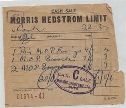 Morris Hedstrom Limited Cash Sale Receipt 1967 Suva Fiji  - $13.86
