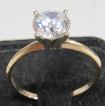 14K Yellow Gold 2.25ct Diamoniqu Cubic Zircon CZ Sz 9.75 Engagement Ring 2.7g DQ - £158.26 GBP