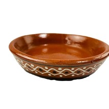 Redware Bank Red Clay Pottery Glazed Lge 9.5&quot; Impressed Motifs Portugal u - $22.99