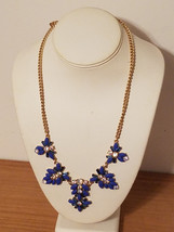 J.Crew Blue Rhinestone Fashion Statement Necklace w/ Drawstring Pouch (NWOT) - £28.90 GBP