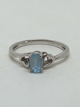 Sterling Silver Oval Aquamarine Hearts Ring Size 7 4x5.5mm - $29.99