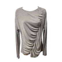 Zella Womens So Graceful Top Gray Heathered Long Sleeve Stretch Ruched M - £19.61 GBP
