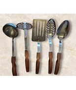 Vintage CUTCO Kitchen Utensil 5pc Set - 12 13 14 15 16 Brown Handle Disc... - $146.89