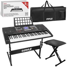 Pyle PKBRD6151PB Karaoke Portable 61 Key Electric Piano w/Case Bag Stool... - $107.96