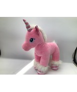 BUILD-A-BEAR WORKSHOP Unicorn Plush Pink Sparkle Striped Hooves 16 in St... - $8.91