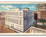 Post Office Building Detroit Michigan MI Linen Postcard F21 - £1.54 GBP