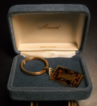 Anson Key Chain Gold Color Metal Brown Black Still in Original Box - £11.15 GBP