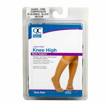QC Sheer Support Knee High, Sheer, Closed Toe, 20-30mmHg (Size: M) Black - $19.40