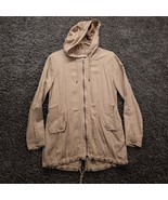 American Eagle Lightweight Hooded Khaki Coat Women Small Beige Full Zip Mid - £15.59 GBP