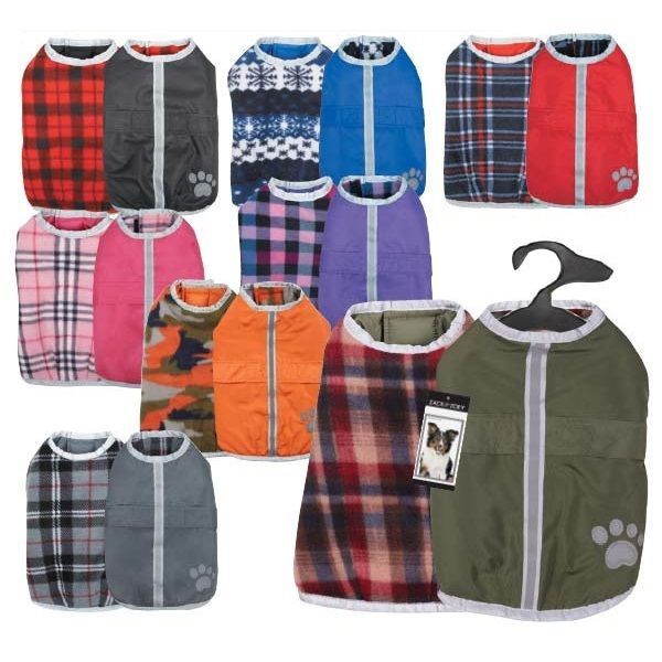 Dog Blanket Coats Reversible Waterproof Reflective Jacket - Choose Color & Size