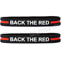 2 (two) BACK THE RED Awareness Firefighter Wristbands Thin Red Line Bracelets - £1.54 GBP