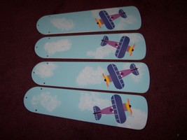 Custom Design ~ ~ ~Airplane Planes Puffy Clouds & Baby Blue Sky Ceiling Fan - £93.37 GBP