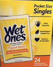 Wet Ones Wipes Tropical Splash Hand Wipe 1ea 24 Count Singles-SHIPS SAME BUS DAY - $6.81