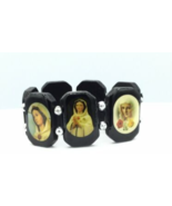 Large Wooden RELIGIOUS Bracelet Rosa Mystical Rose Pulsera la Rosa Misti... - $14.00
