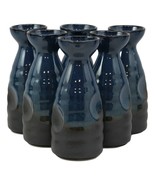 Glazed Ceramic Blue And Black Japanese Wine Sake Tokkuri Flask Pack of 6... - £43.82 GBP