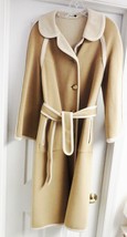 Denise England  Women&#39;s Wool Coat Jacket Unlined Belt Beige Cream M (?) ... - $98.75