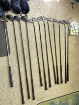 PURE GOLF Club Set with Covers, Balls &amp; Tees Mixed Irons &amp; Woods, worn g... - $173.19