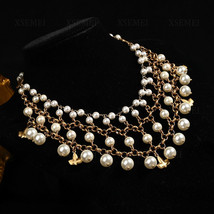 French Vintage Multi-layer Necklace Pearl Clavicle Necklace Wedding Dress - £41.07 GBP