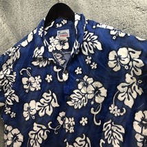 Vtg Made In Hawaii Hawaiian SS Shirt Mens Sz XL Blue White Floral - £12.55 GBP