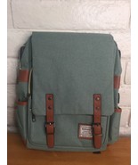 Laptop Backpack w/ USB Charging Port Water Resistant Green Fits 15.6 Inc... - £25.91 GBP