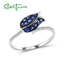 Silver Ring For Women 925 Sterling Silver Delicate tulip Flower Ring Blue Nano C - £21.07 GBP