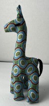 Vintage Hand Woven Stuffed Cotton Safari Giraffe Figure Colorful Fabric - $13.56