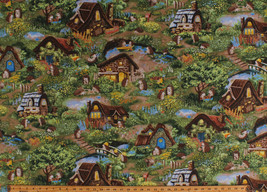 Hedgehog Village Cute Hedgehogs Cottages Animals Cotton Fabric Print BTY D583.47 - £27.26 GBP
