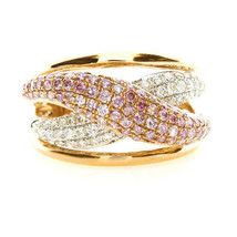 Real 1.28ct Natural Fancy Pink Diamonds Engagement Ring 18K Solid Gold 16G Band - £4,743.01 GBP