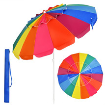 8 Ft Beach Umbrella Outdoor Tilt Sunshade Sand Anchor W/Carry Bag - £77.84 GBP
