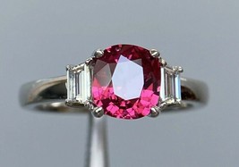 14k White Gold Plated Silver 3Ct Round Ruby And Simulated Diamond Antique Ring - £104.70 GBP