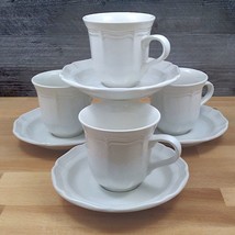 Mikasa French Countryside Coffee Mugs Set of 4 Tea Cups &amp; Saucers Ceramic F9000 - £29.89 GBP