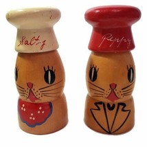 Salty and Peppy Chef Salt and Pepper Wooden Shakers 5&quot; Vintage MCM Japan - £15.33 GBP