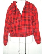 VTG 90s Wilsons Leather Womens jacket Sz S red plaid suede hooded hipste... - £58.57 GBP