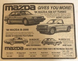 1986 Mazda 626 GT Turbo Car Vintage Print Ad pa10 - $8.90