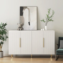 White Modern Buffet Cabinet with Storage, Fluted Sideboard Large Buffet - £168.09 GBP