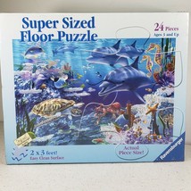 Ravensburger Sea Life Dolphin Turtle Super Sized Floor Puzzle 24 Pieces 2005 New - $24.65