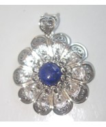 Turkish DGS 925 Sterling Silver navy blue Large round Pendant new - $36.05 CAD