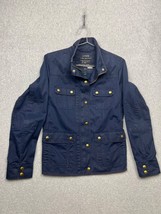 J.CREW Womens Downtown Field Jacket size M Blue Waxed Cotton Military hunting - £22.62 GBP