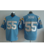 Men's Junior Seau #55 Stitched Jersey Light Blue White - $45.00